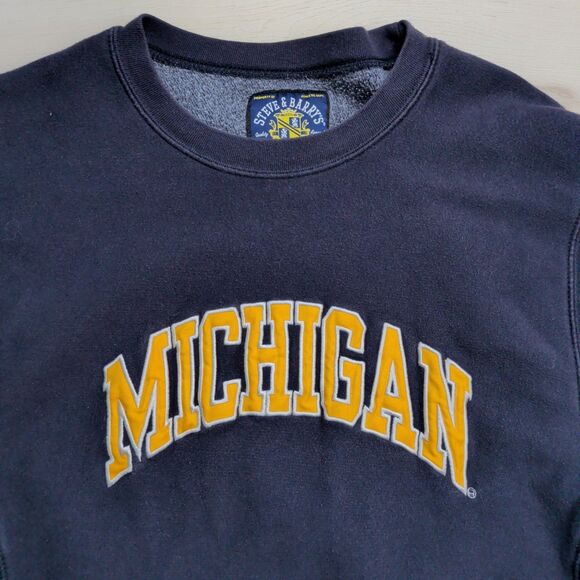 Vintage Michigan Wolverines Steve & Barry's Sweatshirt Mens S Blue Y2K Spellout - Picture 2 of 9